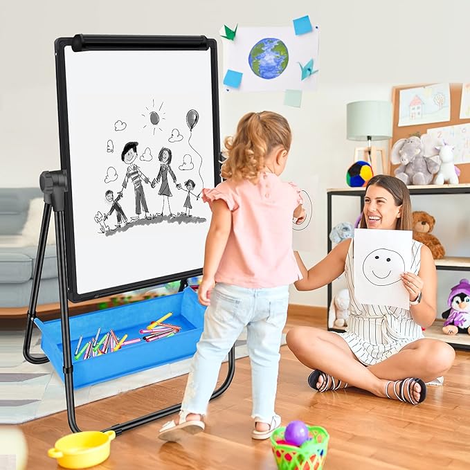 Magnetic Whiteboard with Stand - Double Sided 40"x28" Portable U Stand Easel Whiteboard, Height Adjustable & 360° Rotating Dry Erase Boards for Classroom, Home, Restaurant & Presentation