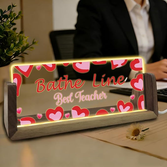 Desk Name Plate Personalized Custom Light Up Acrylic Plaque for Desk Customized Office Gifts for Coworkers Teacher Employee Office Decor for Women Men