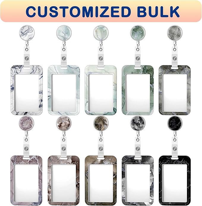 Photo Personalized Badge ID Card Holder Custom Retractable Badges Reel Clip, 1,50 Pack Bulk