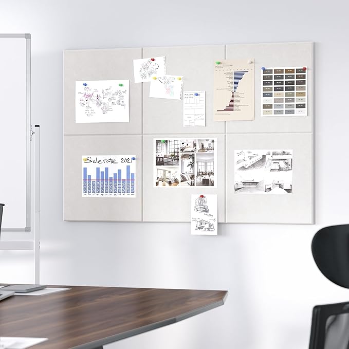 Neatsure Large Cork Board for Wall, 36" x 24" Bulletin Board with Pushpins, 6 Panels Felt Tiles Tack Push Pin Board for Office, Light Tan