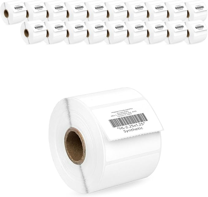 HOUSELABELS 2.25" x 1.25" Address Labels on 1" Core in Polypropylene Compatible with Zebra and Rollo Printers, 20 Rolls / 1,000 Labels per Roll