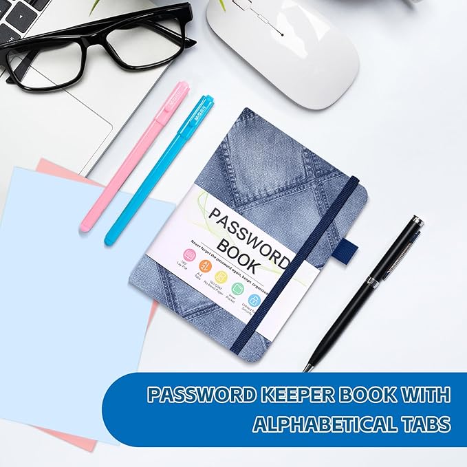 MOSA BEAR Password Keeper Book with Alphabetical Tabs，4.3"x5.7" Small Password Books for Seniors Password Notebook for Internet Website Address Log in Detail(NZSL)