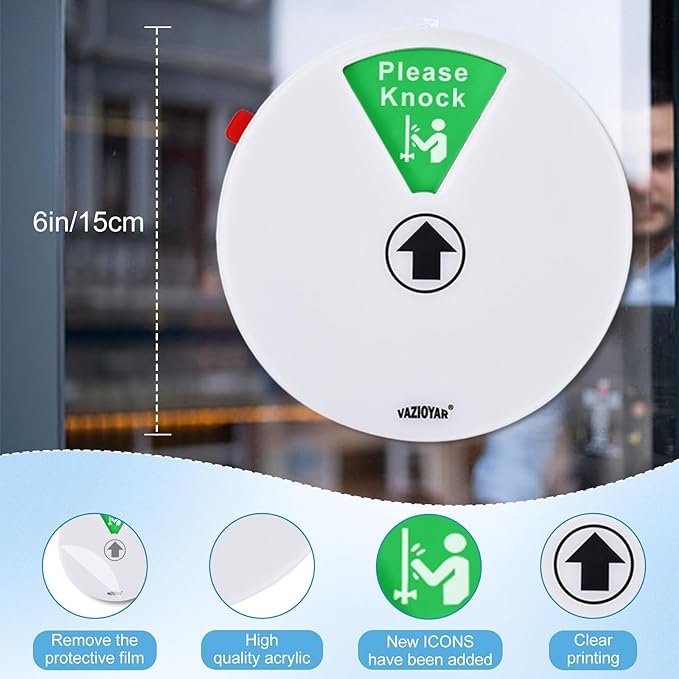 Vazioyar Rotating Office Door Sign with State Diagram - 6" Magnetic & Adhesive Privacy Sign with 6 Status Modes (In A Meeting/Working Remotely/Back Soon/Do Not Disturb/Out Of Office/Please Knock) (White, 6 inches)