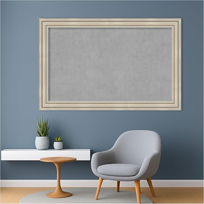 Amanti Art Silver Framed Magnetic Board 30x46 Large Vision Board for use with Magnets, 100% Metal Sheet to Display Items as Office Decor or for Home Organization in mudroom, Kitchen or Kids Room
