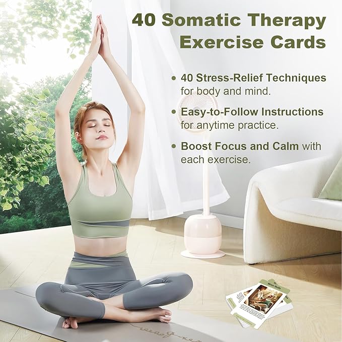 Somatic Therapy Exercise Cards - 40 Mindfulness Cards with Simple Practices, Coping Skills for Nervous System Regulation to Relieve Stress, Trauma Release and Reconnect with Your Body - 3.9”x5.9”