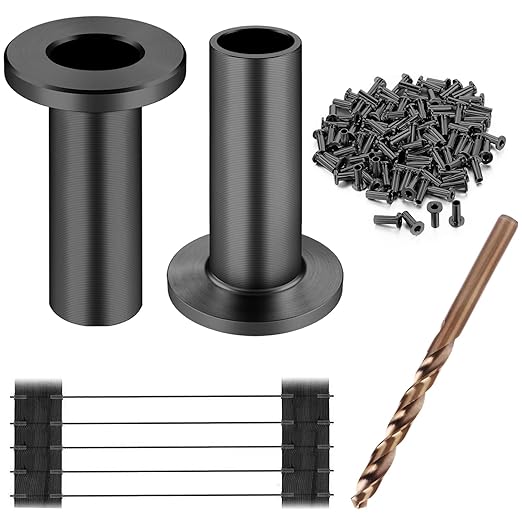 CKE 40 Pack T316 Stainless Steel Black Protector Sleeves for 1/8" 5/32" or 3/16" Cable Deck Stair Railing Kit System, Black Cable Railing Protective Sleeves for Wood Posts, DIY Balustrade, BCR01-3/16