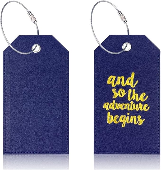 Portable Leather Travel Labels with Privacy Cover and Steel for Business Trips and Vacations Luggage Label for Travel