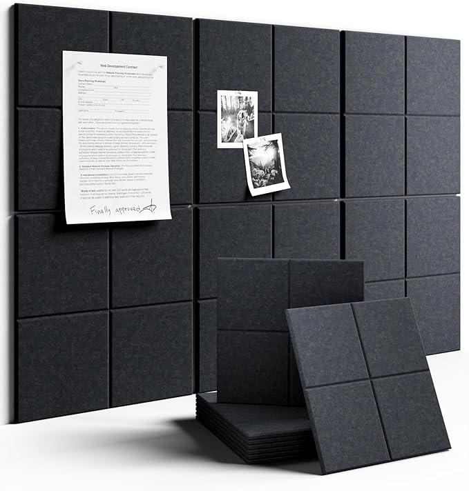 Fluxynara Large Felt Bulletin Board 36" x 24"Cork Board Alternative-6 Pack with 40 Safe Removable Adhesive Tabs, Cork Boards for Walls Cork Board for Home Office Classroom Pin Board-Deep Charcoal Blue