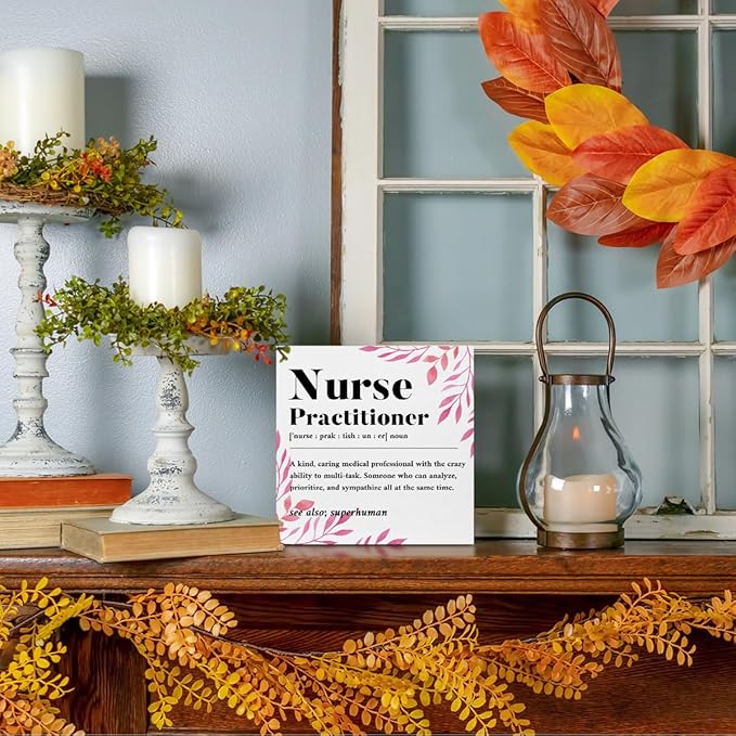 Nurse Practitioner Gifts for Women, Nurse Gifts Wood Box Sign, Appreciation Gifts for Nurse Coworker, Hospital Office Living Room Desk Cubicle Table Shelf Decor, Nurse Practitioner Week Gifts
