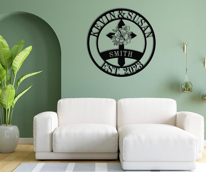 Personalized Cross Family Name Sign, Personalized Wedding Gifts,Wall Cross Decoration, Christian Metal Wall Art, Custom Christians Cross Wall Sign, Custom Christian Metal Signs
