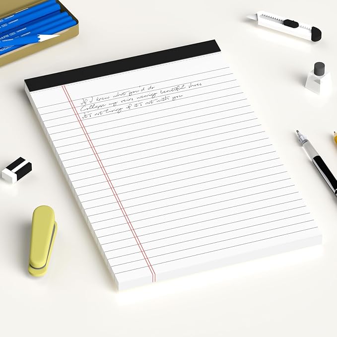 AILZFEI 6pcs Small Note Pad 5x8 College Ruled Legal Pads Paper Notepads 6 Pack Study Back Writing Pads 5 x 8 Legal Pads Perforated Narrow Ruled Pads of Paper White