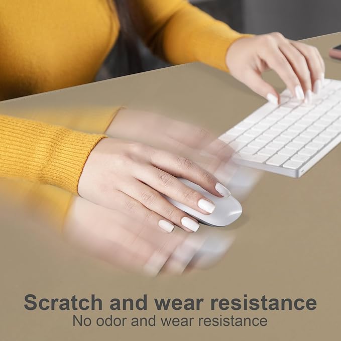 DAWNTREES Desk Mat Protector,PU Leather Desk Pad,Non Slip, Large Mouse Pad and Keyboard Mat, Waterproof Writing Pad for Office and Home (Beige,47.2''x23.6'')