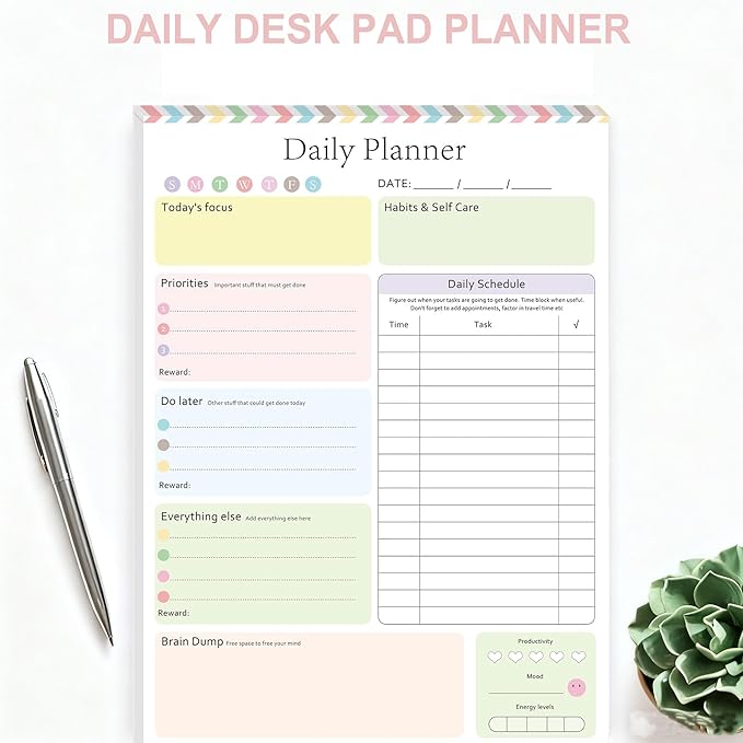 ADHD Daily Planner Notepad Daily Planner Desk Pad & Task Management Notepad to Stay Organized 5.8x 8.3 Inch Weekly Planner Daily To Do List for Weekly Schedule