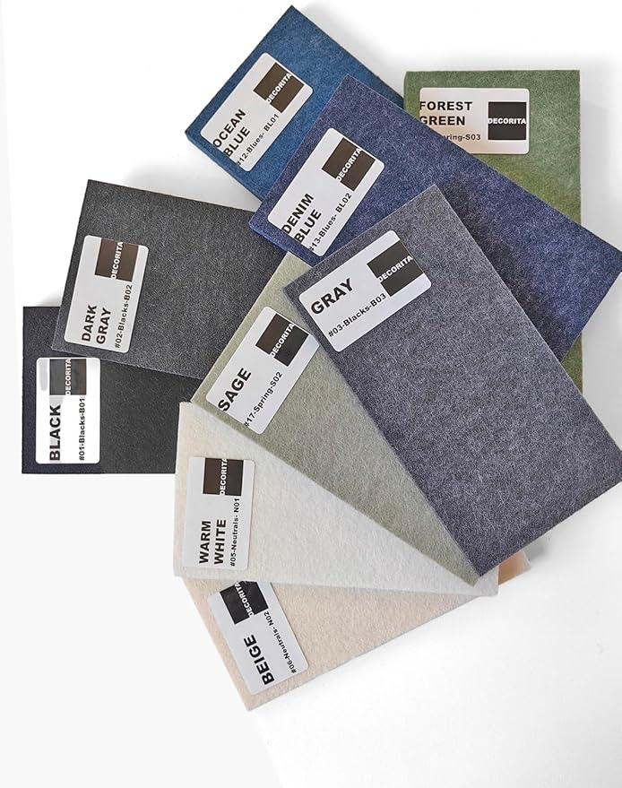 DECORITA Felt Wall Tiles | Large Cork Board Alternative | Aesthetic Felt Bulletin Board for Office, Home & Classroom | Large Cork Boards for Walls Pinboard (12-Pack) | Gray