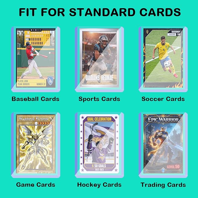 50ct 130pt 3"x4" Hard Card Sleeves - Hard Plastic Trading Card Protector, Rigid Clear Open-Top Card Sleeve, Fits Standard Thick Trading, Baseball, Sports, Game Collectible Cards