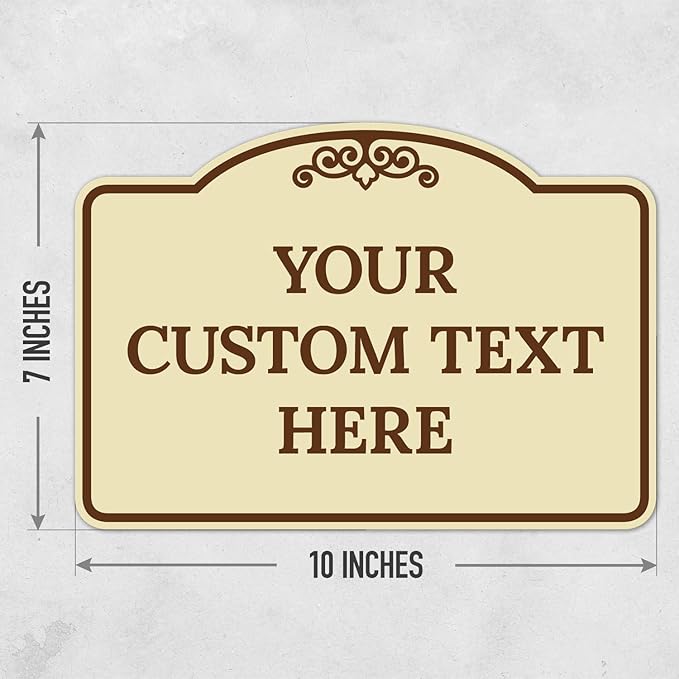 Custom Decorative Sign, Personalized Metal Sign for Business, Driveway, Home, Airbnb, Office Door Plaque, Brown Border Sign, 7x10 Inches, ACM, Fade Resistant, Made in USA by Sigo Signs