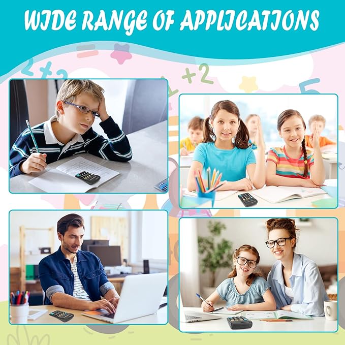 Riccioney 24 Pack Basic Mini Calculators - 8 Digit Display, Solar Battery & AC Power, Handheld for Office, School & Home