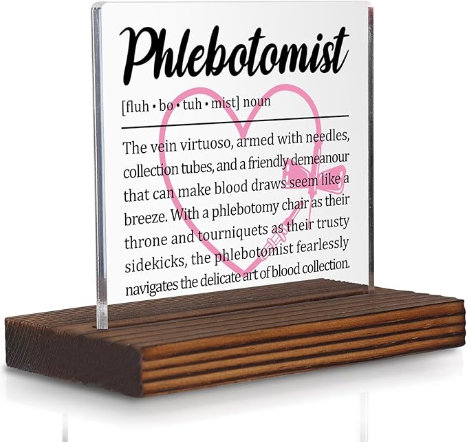 Phlebotomist Gifts, Thank You Desk Sign for Blood Draw Specialists, Appreciation Plaque for Lab Technicians and Medical Staff, Office Recognition Decor PA045