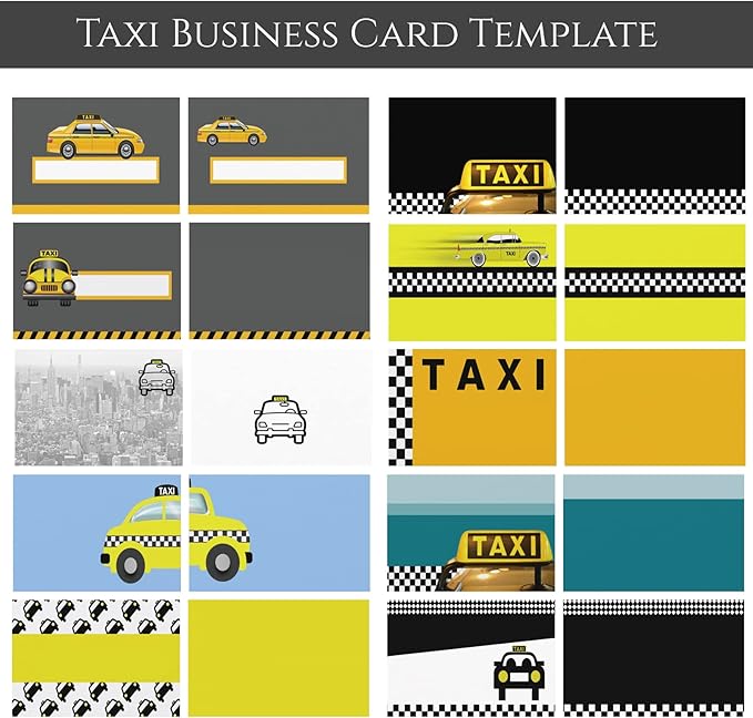 Custom Business Cards Personalized Business Cards for Small Business 300gsm Matte Paper Front & Back Sides Printed 3.5" x 2" - Taxi Template