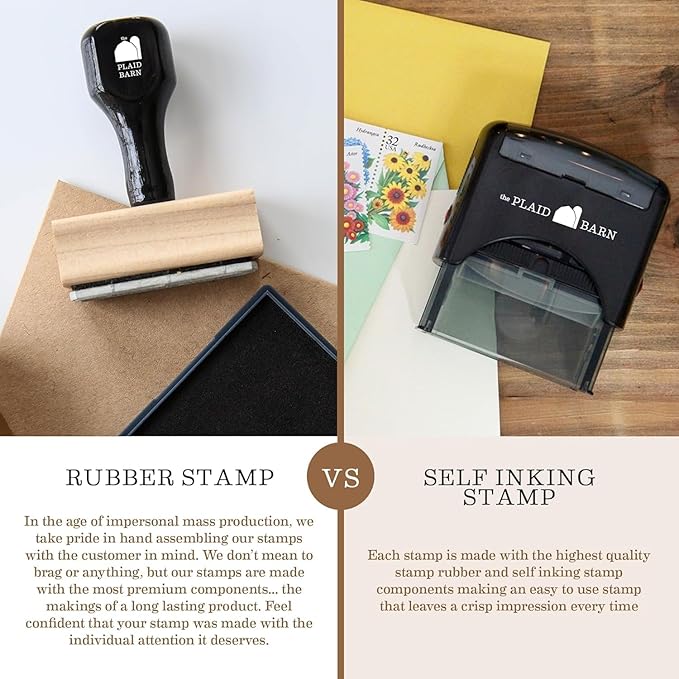 Address Stamp - Custom Stamps for Mailing I Create Personalized Name and Return Address I Up to 3 Lines of Text I Includes Color Options I Self Inking and Wooden Rubber Stamp Options (Holiday Designs)