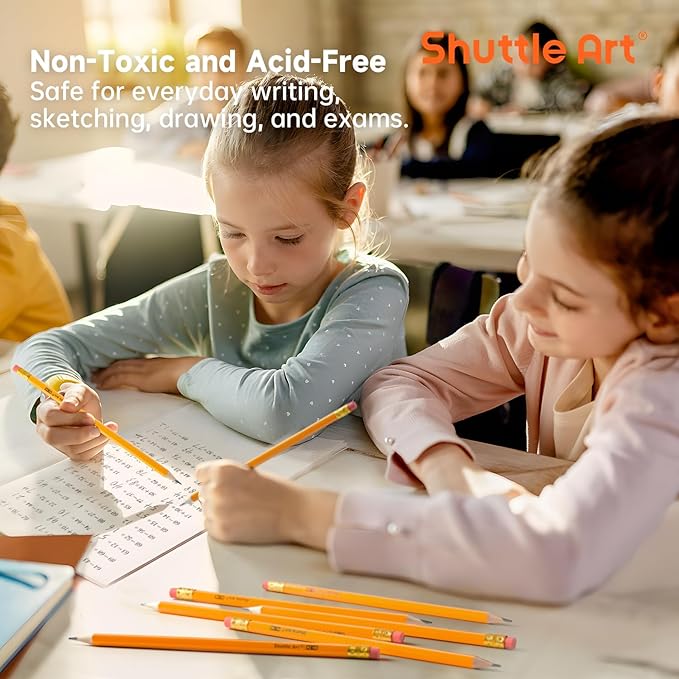 Shuttle Art Wood-Cased #2 HB Pencils, 1000 Pack Sharpened Yellow Pencils with Erasers, Bulk Pack Graphite Pencils for School and Teacher Supplies, Writing, Drawing and Sketching
