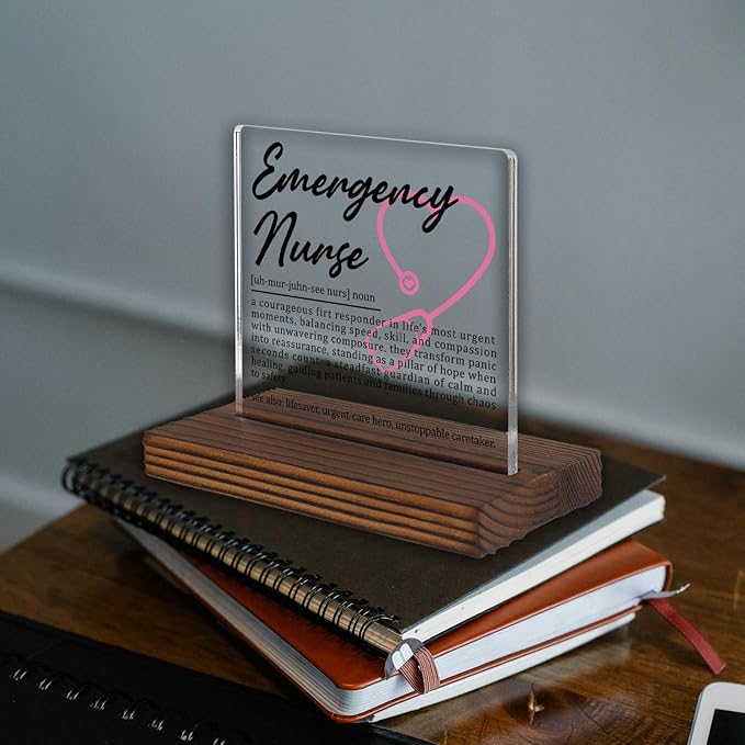Emergency Nurse Gifts, Thank You Appreciation Gifts for ER Nurse Week Graduation Birthday Christmas Emergency Office Desk Decor Decorative Signs Plaque PA004