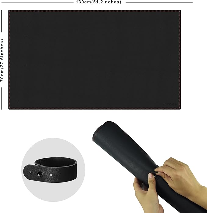 ZORESYN Large PU Leather Desk Mat Black 51.2x27.6 Inches, Waterproof Gaming Mouse Pad with Non-Slip Suede Base, Office Desk Protector & Writing Surface for Home