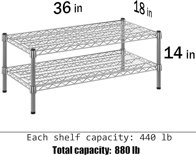 Regal Altair 18" Deep x 36" Wide x 14" Height Wire Shelving Kit | 2-Tier | NSF Commercial Storage Rack Unit