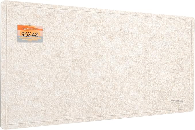 Extra Large Bulletin Board - 96 x 48 Inches, Decorative Felt Pin Board for Wall - 8' x 4' Foldable Photo Display Board with Self-Adhesive Tape, Includes 20 Push Pins - Oatmeal