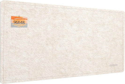 Extra Large Bulletin Board - 96 x 48 Inches, Decorative Felt Pin Board for Wall - 8' x 4' Foldable Photo Display Board with Self-Adhesive Tape, Includes 20 Push Pins - Oatmeal