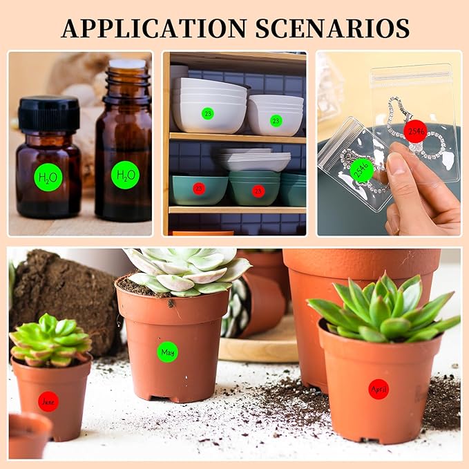 PARLAIM 2 Rolls 2000PCS 3/4" Round Circle Color-Code Dot Stickers,2 Color Style Colorful Coding Label Sticker for Home Office Classroom(Fluorescent Green+Red)