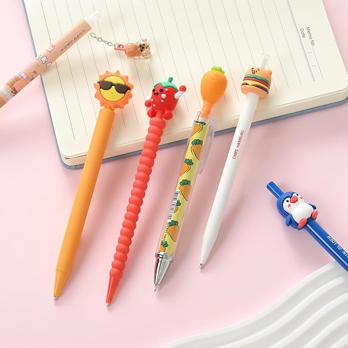 Jollin 12PCS Cute Kawaii Mechanical Pencils Set with Lead Refills and Erasers, 0.5mm & 0.7mm Point, Bulk Mechanical Pencils for Kids Girls
