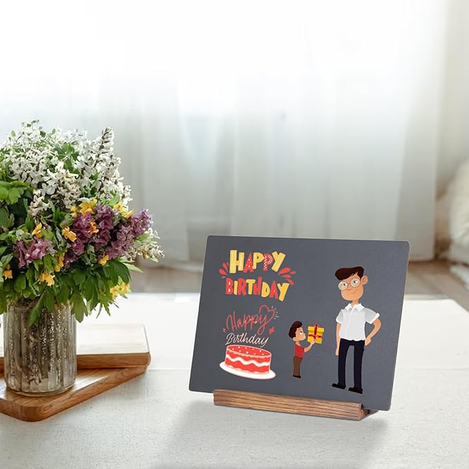 JDEA Wooden Double-Sided Chalkboard with Base (2 Pack) - 8.7x11.5 inches, Black