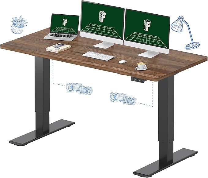 FLEXISPOT 63x28 Inch Large Dual Motor Electric Standing Desk, Black Walnut - 198 lbs Heavy-Duty Capacity, Ideal for Home Office, Creative Studio, or Multi-Monitor Setup