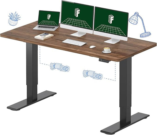 FLEXISPOT 63x28 Inch Large Dual Motor Electric Standing Desk, Black Walnut - 198 lbs Heavy-Duty Capacity, Ideal for Home Office, Creative Studio, or Multi-Monitor Setup
