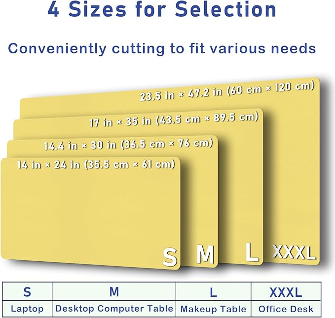 Boutilon Leather Desk Pad Protector,Non-Slip Mouse Pad,Laptop Desk Pad,Office Mouse Mat,Waterproof Leather Desk Blotter,Desk Writing Pad for Office and Home (XXL-Yellow,47.2"x 17")