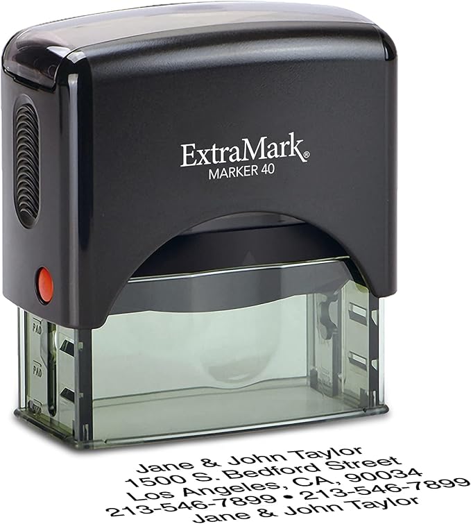 ExtraMark Return Address Stamp - Custom Self Inking Rubber Stamp - Personalized Stamp - Customizable Text with 15 Colors - Wedding Invitation & Housewarming Rubber Stamp