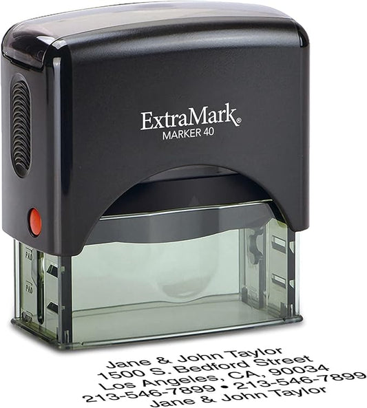 ExtraMark Return Address Stamp - Custom Self Inking Rubber Stamp - Personalized Stamp - Customizable Text with 15 Colors - Wedding Invitation & Housewarming Rubber Stamp