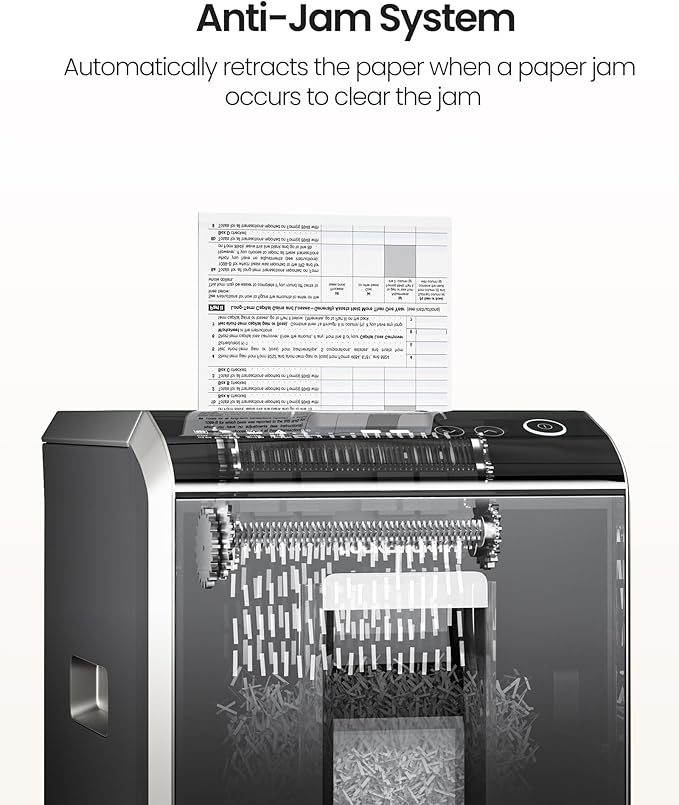 Locksworth 200-Sheet P-5 Micro-Cut Heavy-Duty Paper Shredder, 60-Min Continuous Run, 8.5-Gal Bin, Auto Jam-Proof, Home Office, High-Security