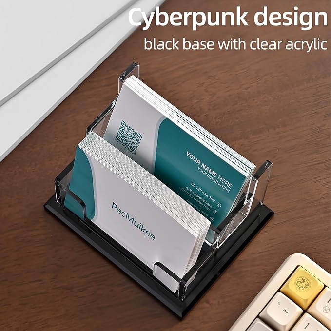 PecMuikee Business Card Holder for Desk，Acrylic Business Card Display Stand,Multiple Business Card Holders for Office, Exhibition, Home, Restaurant 2 Slot 1pcs Tier