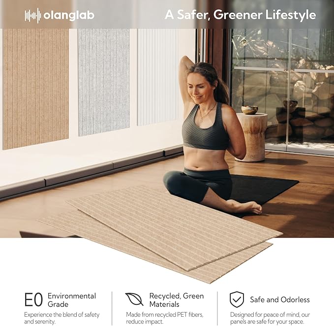Olanglab Acoustic Wall Panels 10 Pack, 48 x 24 per Acoustic Panels Sound Absorbing, Decorative Sound Panels for Home Studio and Office, Khaki