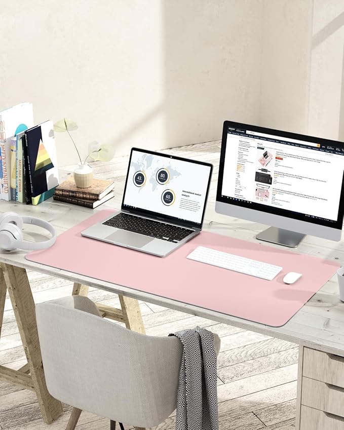 Writing Desk Pad Protector, YSAGi Anti-Slip Thin Mousepad for Computers,Office Desk Accessories Laptop Waterproof Desk Protector for Office Decor and Home (Pink, 35.4" x 17")