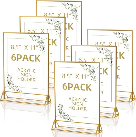PPH-Sisy Acrylic Sign Holder 8.5X11 Clear Sign Holder,Double Sided Flyer Holder, Table Menu Holder Display Stand for Wedding Table Number (6pcs)