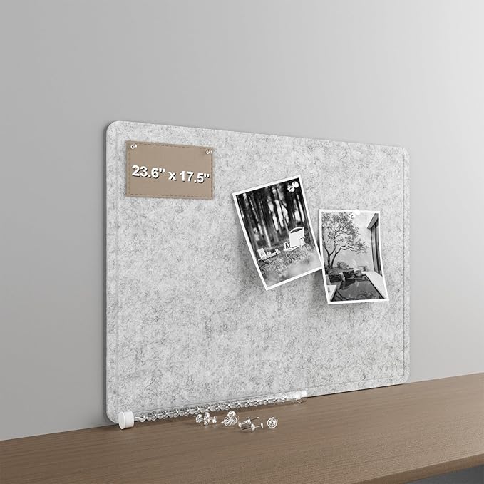 Large Felt Bulletin Board for Wall, 24"x18" Frameless Picture Board, Soft Felt Cork Board for Office, Home Planning & Office Wall Decor, Easy Install Pin Board