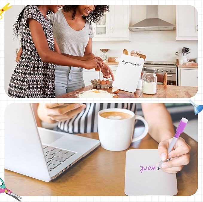 Affrolling 24 Sets Small Whiteboard Dry Erase Boards 5" x7'' Mini Double Sided Dry Erase Lap Boards with Markers Erasers Pen Holders Personal Whiteboards for Students Classroom Teacher