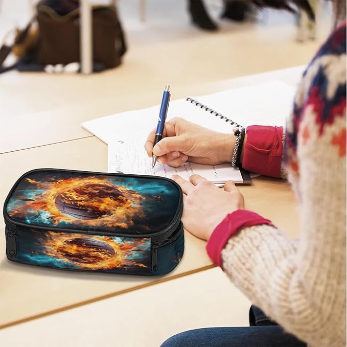 Pardick Pencil Case，Basketball Fire Big Capacity Pencil Pouch Coin Pouch Stationery Organizer For Teen School