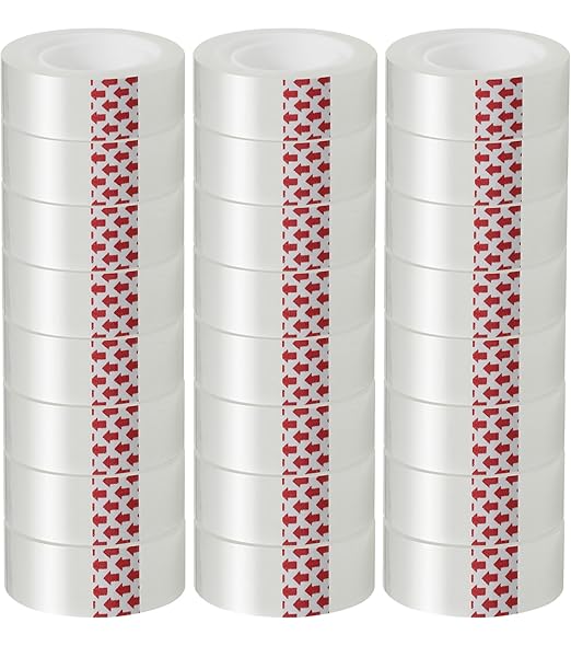 GIBIBU 24 Rolls Transparent Tape Refills, Clear Tape Dispenser Refill Rolls, Glossy Gift Wrap Tapes for Office, School, Home, 3/4 x 800 Inches