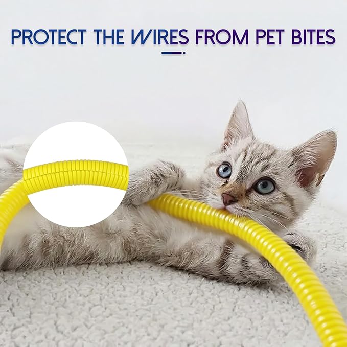 Split Wire Loom Tubing, 10,25ft Cord Protectors from Pets No Chew, Flexible Wire Covers Cord Protectors, Protective Split Cable Sleeve for Automotive Home Industrial Wires(Yellow, 0.73inch-25ft)