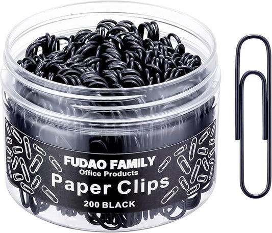 Large Paper Clips, 2 Inch Black Paper Clip, 200 pcs Jumbo Paperclips