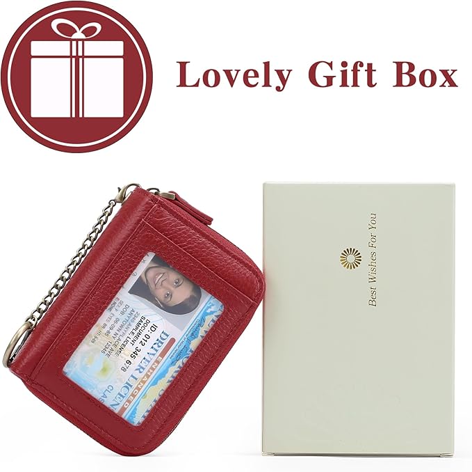 GOIACII Small Genuine Leather Wallet for Women, RFID Blocking Credit Card Holder Wallet